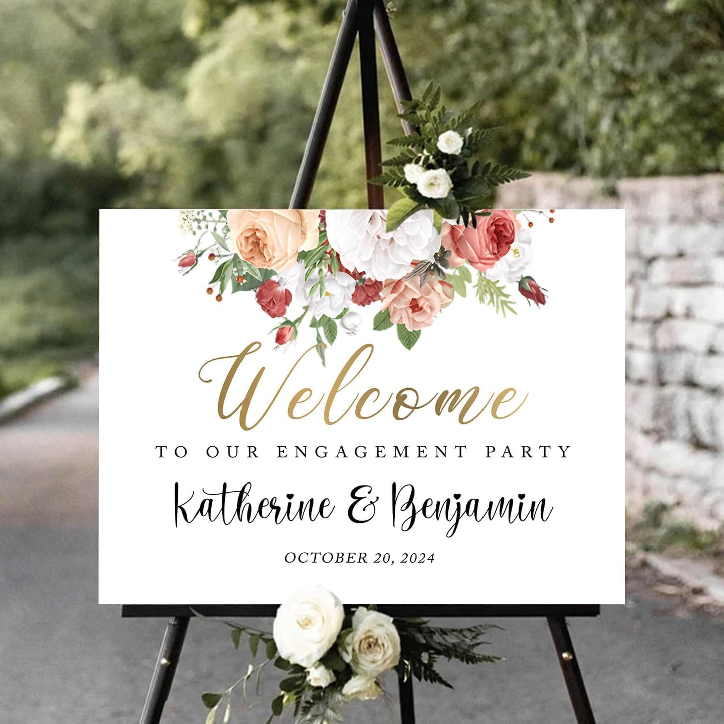 Welcome To Our Engagement Party Sign, Engagement Signs For A Party, Engagement Party Sign, Engagement Party Decorations, Floral Engagement Party Decoration, Custom Engagement Welcome Sign