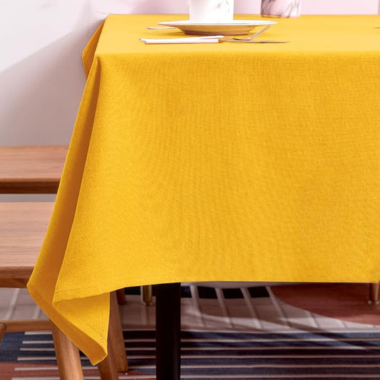 BALCONY & FALCON Table Cloth for 6 Foot Rectangle Tables – Waterproof, Wrinkle-Free Farmhouse Tablecloth for Dining, Kitchen, Wedding, Baby Shower & Holiday Gatherings (Yellow, 55" x 95")