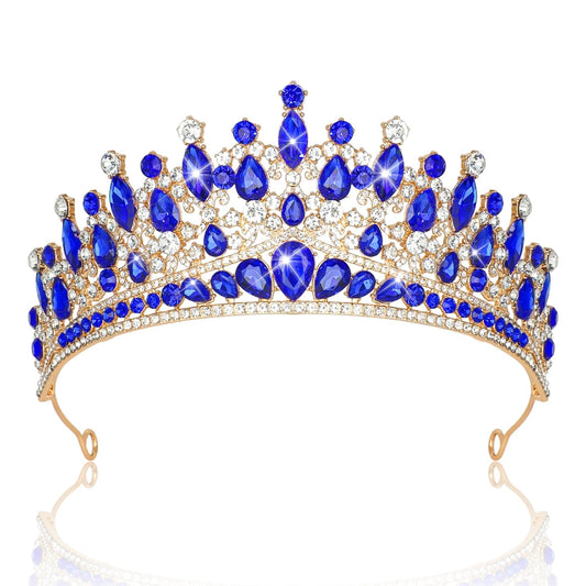 CAVETEE Birthday Crowns for Girls, Blue Tiaras and Crowns for Women and Girls Princess Crown and Tiara for Birthday Queen Parties Pageant Prom