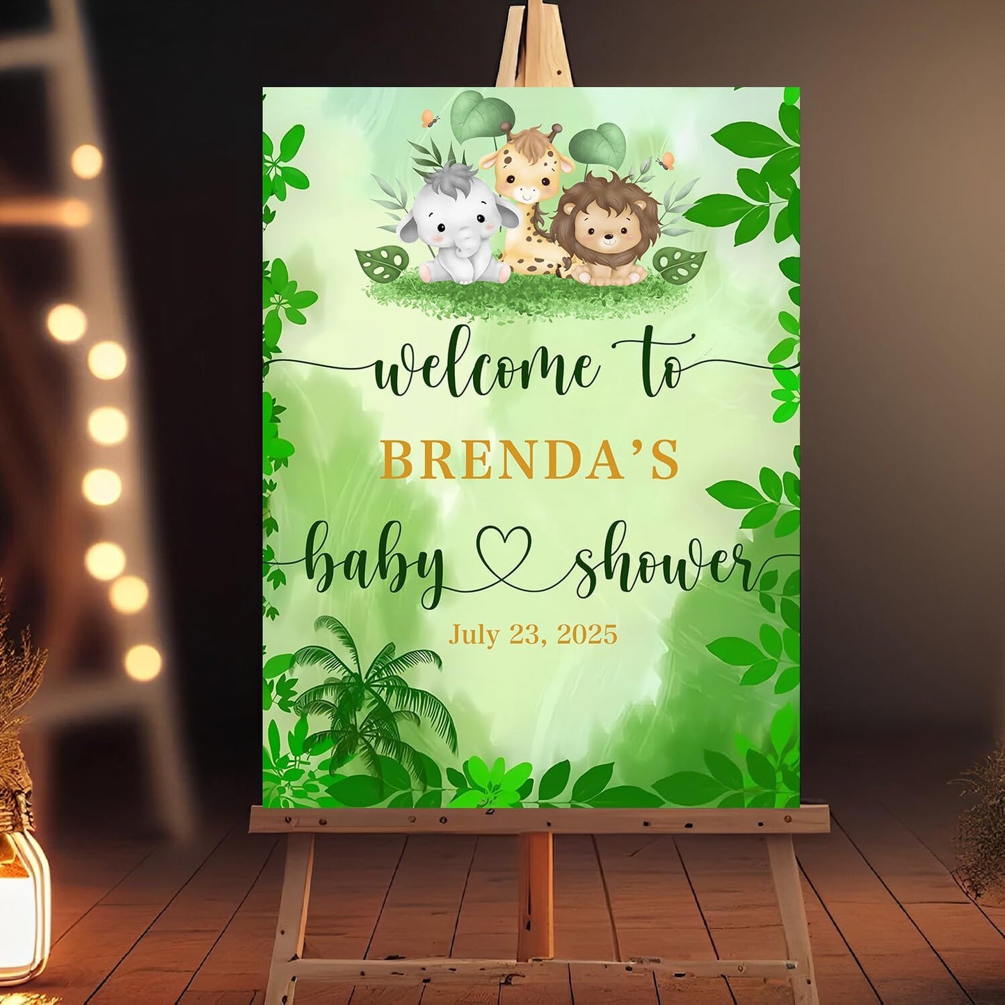 Custom Welcome Sign For Baby Shower, Green Baby Shower Welcome Sign, Safari Jungle Baby Shower Welcome, Safari Animals Baby Shower Sign, Baby Shower Yard Sign For Girl Boy