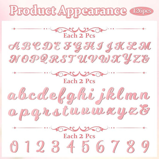 126 PCS Custom Name Cake Topper Acrylic Letters DIY Personalized A-Z & 0-9 Number Alphabet Cake Decoration For Wedding Anniversary Baby Shower Party Birthday Supplies (Rose Gold)