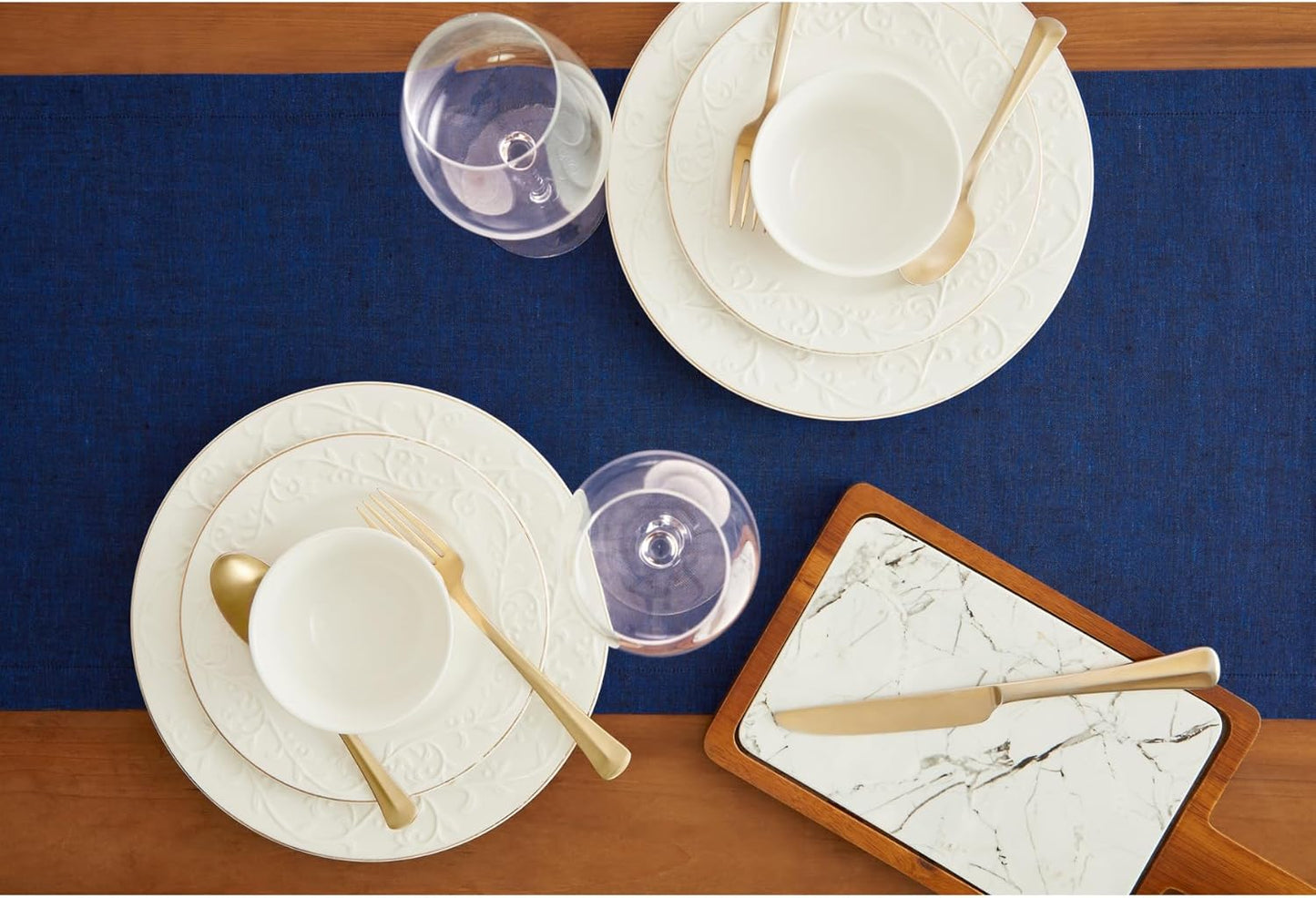 Solino Home Linen Table Runner 90 Inches Long - Athena, 100% Pure Linen Royal Blue 14 x 90 Inch Table Runner for Dining, Holiday