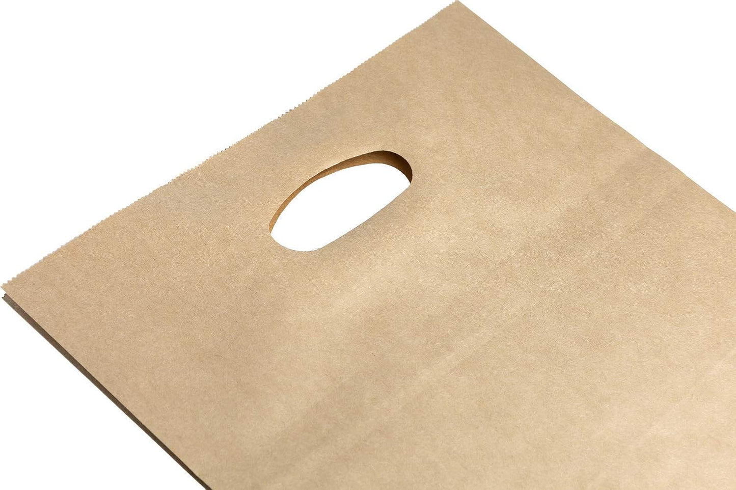 Natural Brown Kraft Paper Bags with Reinforced Handles - Sturdy Die Cut Tote Bag for Baby Shower, Gift, Food Service, Shopping, Small Business, Takeout, Bakery, Restaurants - 11" x 6" x 11", 100 Pack