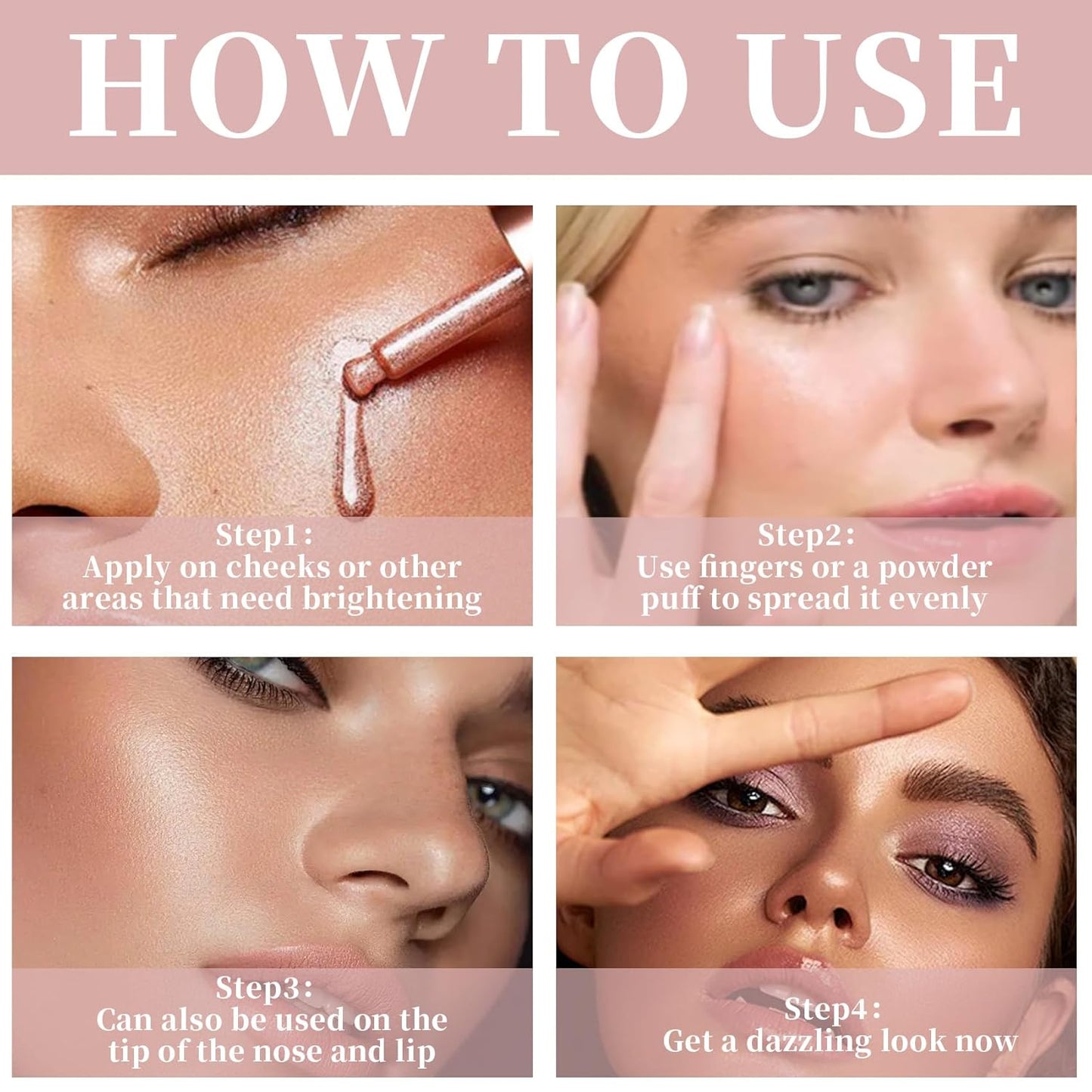 Liquid Highlighter Makeup, Long Lasting Multifunctional Luminous Glow Stick, Sparkly Glitter Body Face Shimmer Liquid Luminizer Sticks, Waterproof, Smooth, Blendable Cream Illuminator 01#