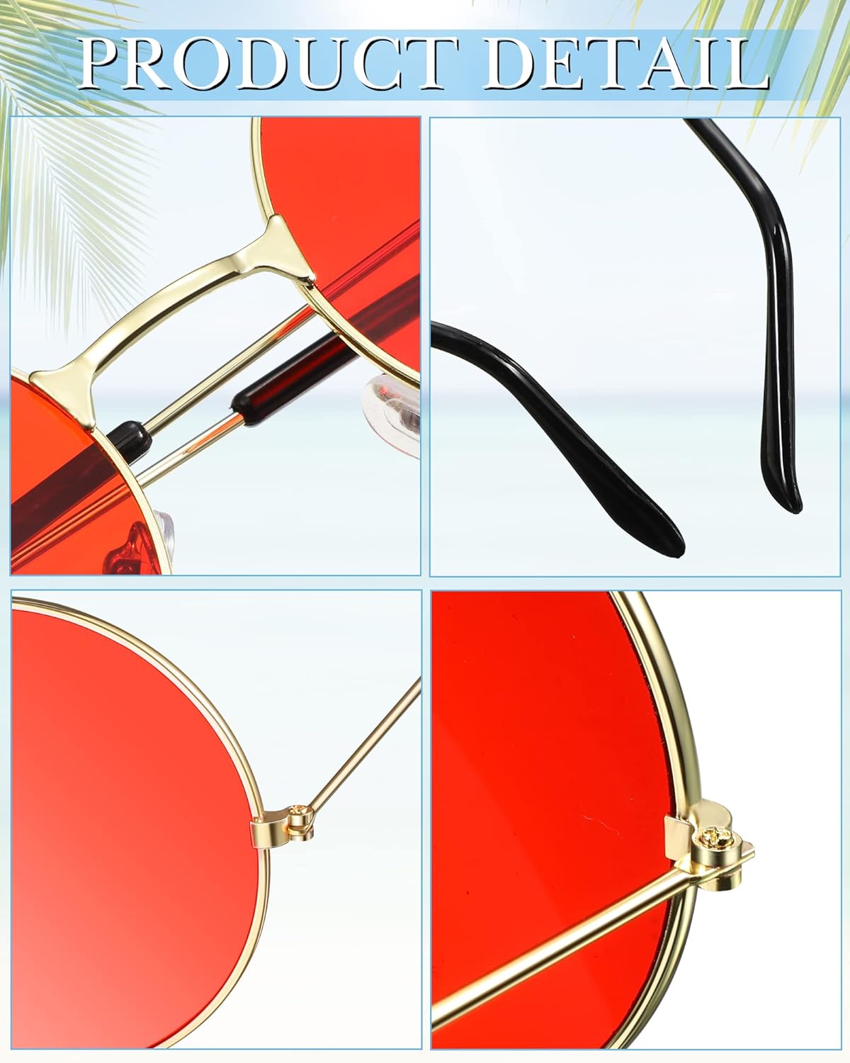 Weewooday 30 Pairs Round Hippie Sunglasses Retro Colored Hippie Glasses 60s 70s Trendy Sunglasses Metal Frame Circle Glasses for Women Men, Multicolored