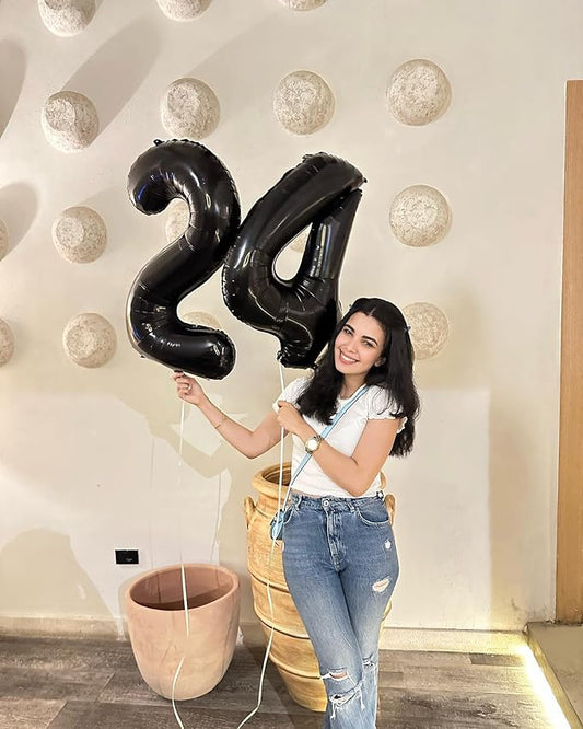 Black Number 4 Balloon 40 Inch, 4th Birthday Party Decorations for Children, Giant 4 Foil Balloon for Party Supplies