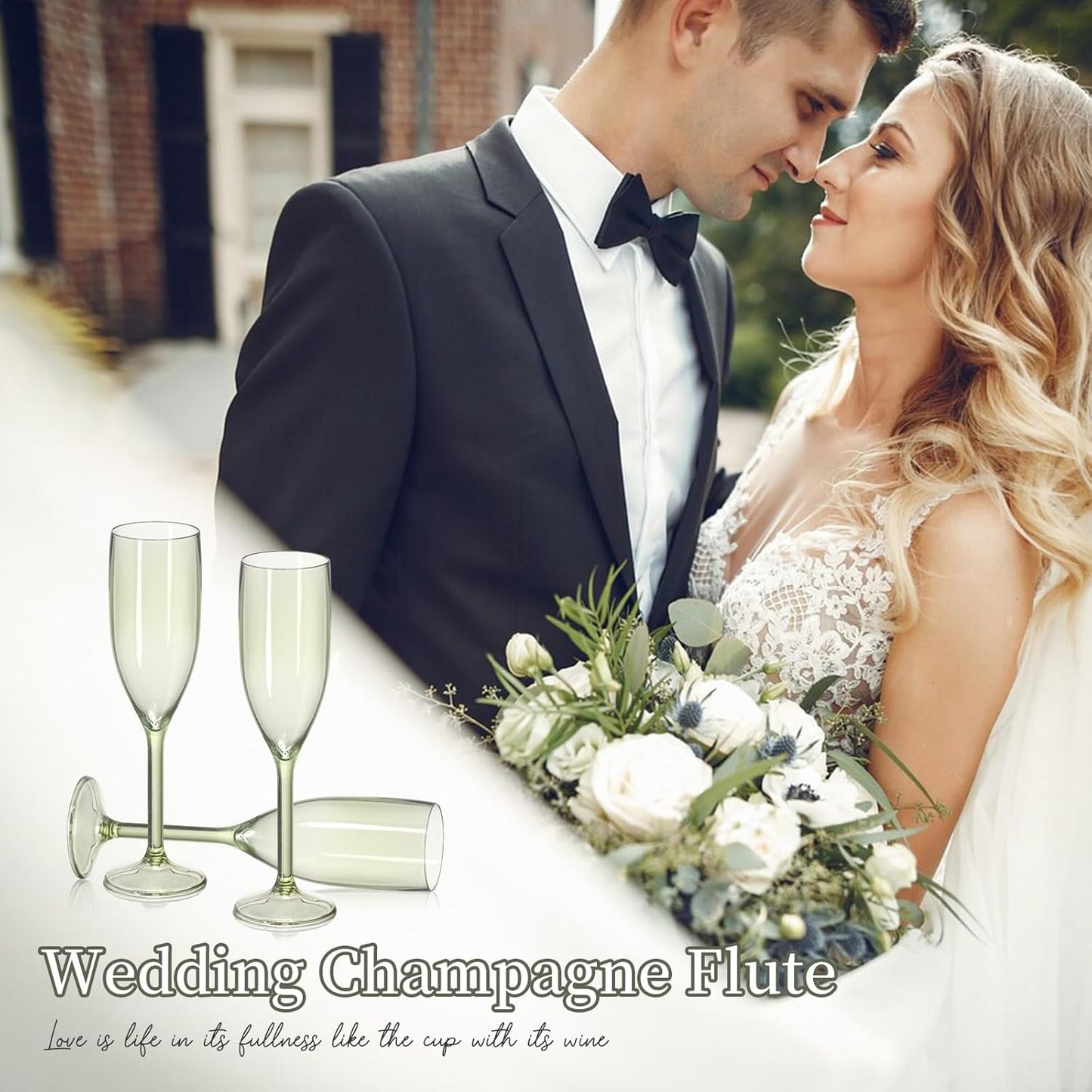 XUWAIDSGN 24 Pcs Champagne Flutes Plastic Wine Glasses Bulk Vintage Champagne Flutes Mimosa Bar Glasses Stemmed Drinking Cups 5.4OZ for Christmas Birthday Wedding Bride (24, Sage Green)