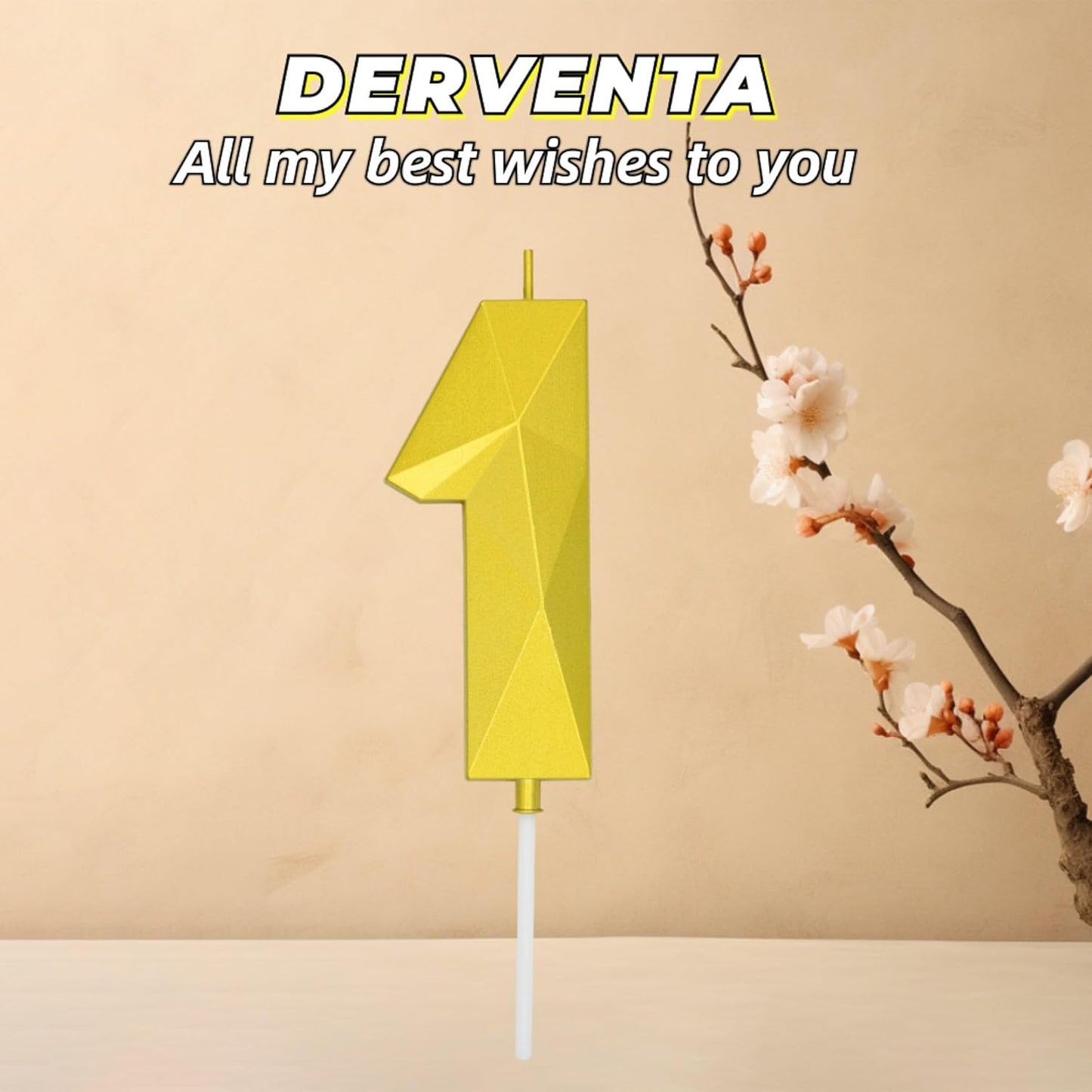DERVENTA Large Birthday Candle Number 3D Gold 3.7 inch Party Celebration Anniversary Decoration Cake Topper 1 Piece (Number 9 Gold)