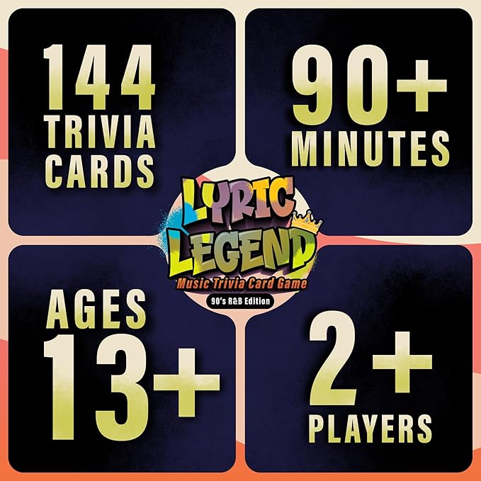 Lyric Legend 90’s R&B Music Trivia Game Collection – Expandable Multi-Deck Finish The Lyrics Party Game Set for Game Night, Families & Groups - 3 Games in One Box!