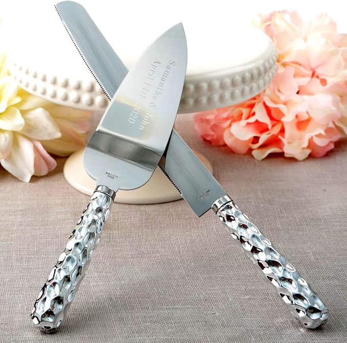 GIFTS INFINITY Personalized Wedding Cake Knife and Server Set with Engraving – Cake Cutting Utensil Set, Keepsake Gift for Wedding, Anniversary, Reception, Birthday & Other Occasions (2531)