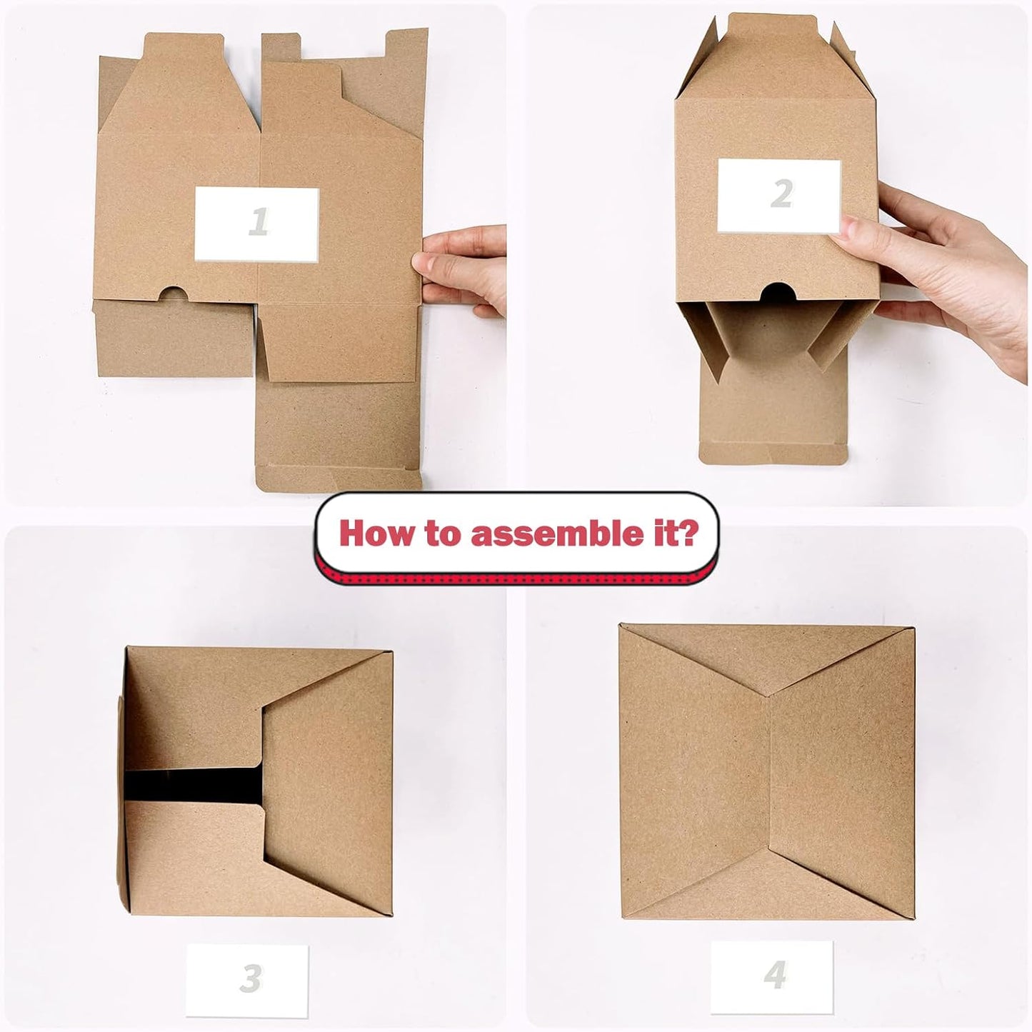 SHIPKEY 10 Pcs Kraft Gift Boxes | 4x4x4 Inches Square Boxes with Lids | Small Gift Boxes for Party, Wedding, Christmas, Holidays, Birthdays and All Other Occasions