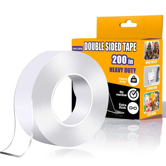 Double Sided Tape Heavy Duty, 1.2 Inchx 200 Inch ，Extra Large Nano Double Sided Adhesive Tapefor Walls, Carpets, and Posters - Removable Reusable, Washable,(16.65FT)…
