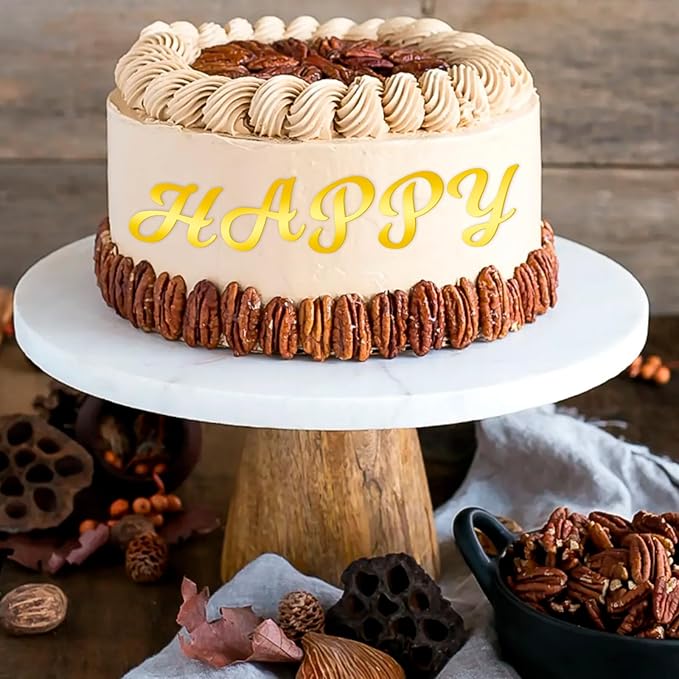 64 Pcs Acrylic Alphabet Cake Topper, Mirror Number 0-9 and Alphabet A-Z Personalized Name Cake Picks for Custom Wedding Cake Decorations Baby Shower Graduation Birthday Party Supplies (Golden)