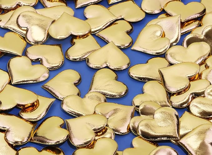 ONLYKXY 200Pcs 3.5cm Big Sponge Confetti Decor Glitter Flower Heart Shape Petals Table Decoration for Wedding Party Valentine's Day Scatter Ponge Petal Confetti (Golden)