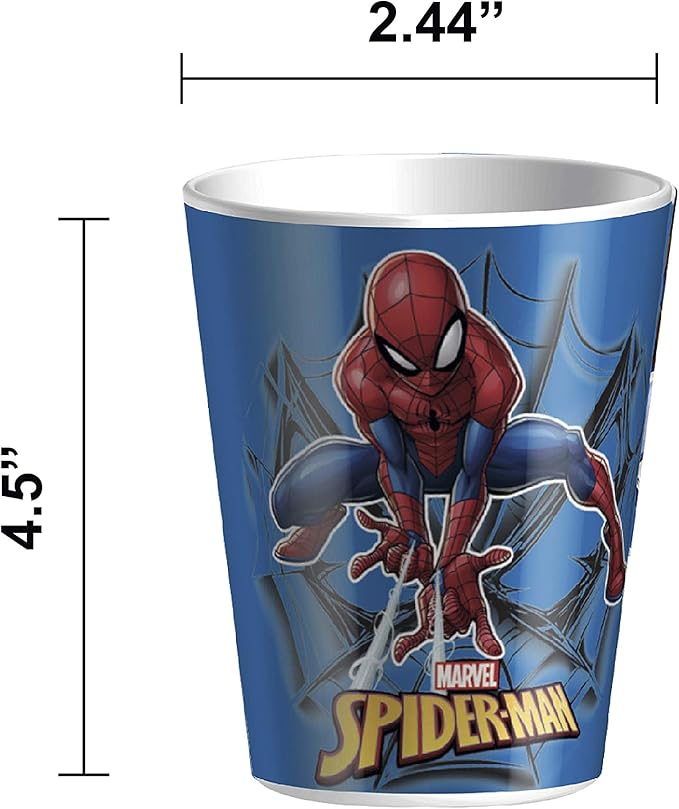 Zak Designs 5-Piece Dinnerware Set, Marvel Spider-Man - Durable Plastic & Stainless Steel - Includes Tumbler, 8-Inch Plate, 6-Inch Bowl, Fork & Spoon - Suitable for Kids Ages 3+
