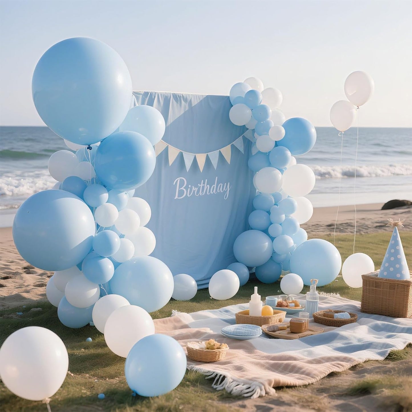 Pastel Blue Latex Party Balloons 10 Pack 36 inch Round Light Blue Balloons for Wedding Baby Shower Gender Reveal Birthday Party Decoration
