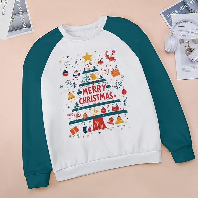 LOAIHA Christmas Sweatshirts for Women Christmas Tree Graphic Shirt Xmas Long Sleeve Merry Christmas Pullover Blouse