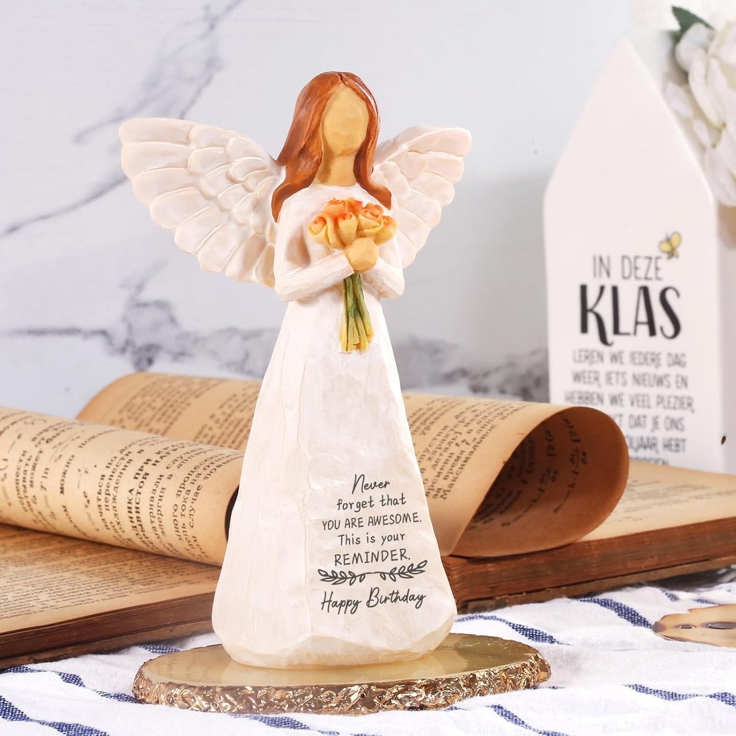 Birthday Gifts for Women,5.5'' Angel Figurine for Birthday Party Decorations,Unique Happy Birthday Gift for Mom,Sister and Best Friend