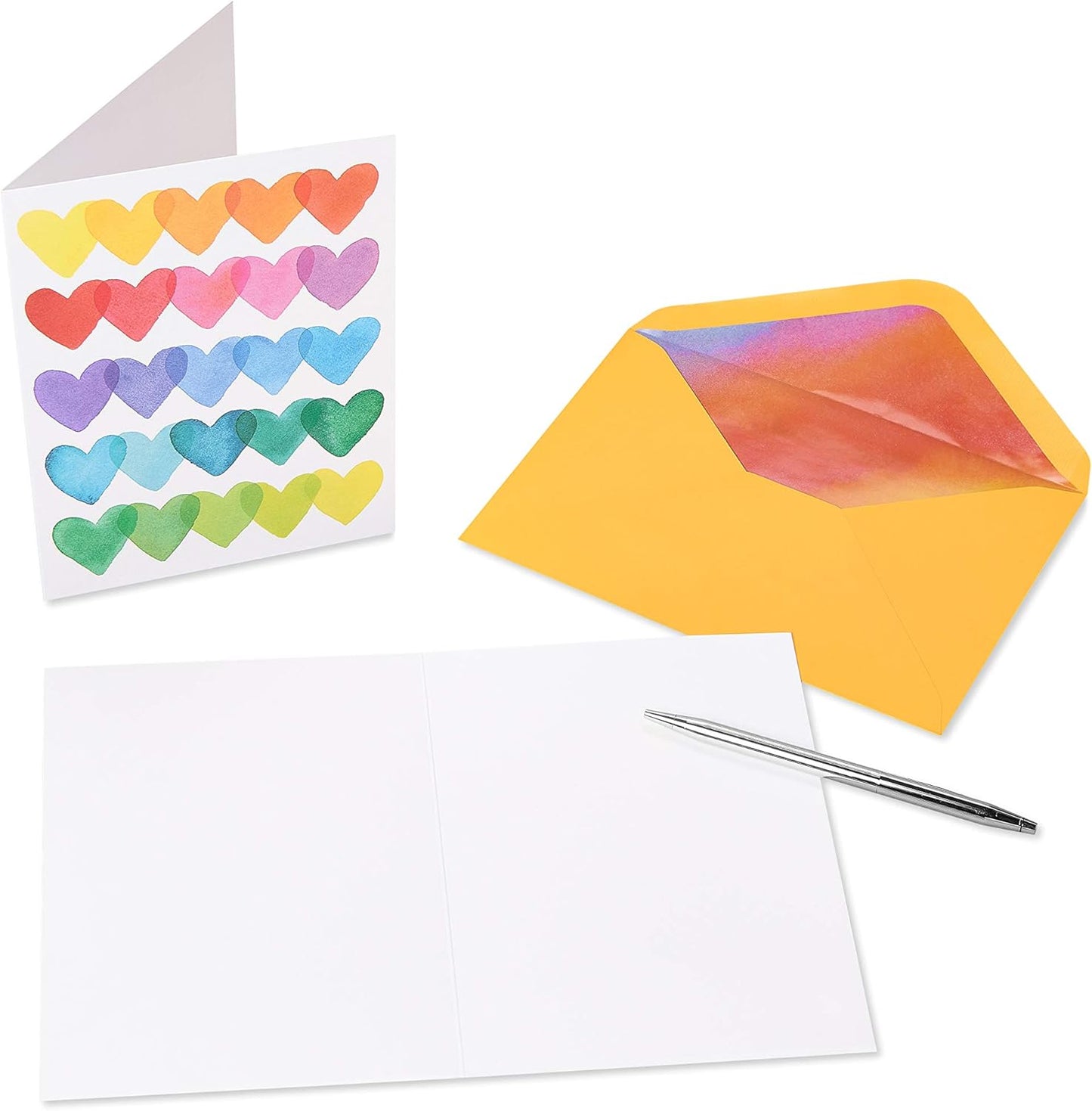Papyrus Thank You Cards with Envelopes for Weddings, Bridal Showers, Baby Showers and All Occasions, Rainbows and Hearts (20-Count)