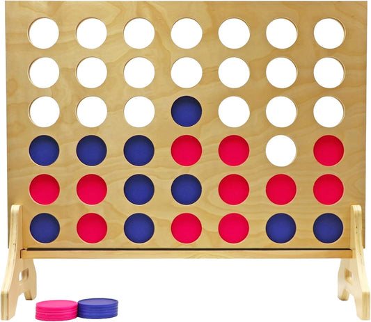 Tailgating Pros Premium Giant Four in a Row with Carrying Case - Jumbo Oversized Outdoor Yard Game - Connect Multiple Pucks in a Row to Win - Many Puck Colors Available!