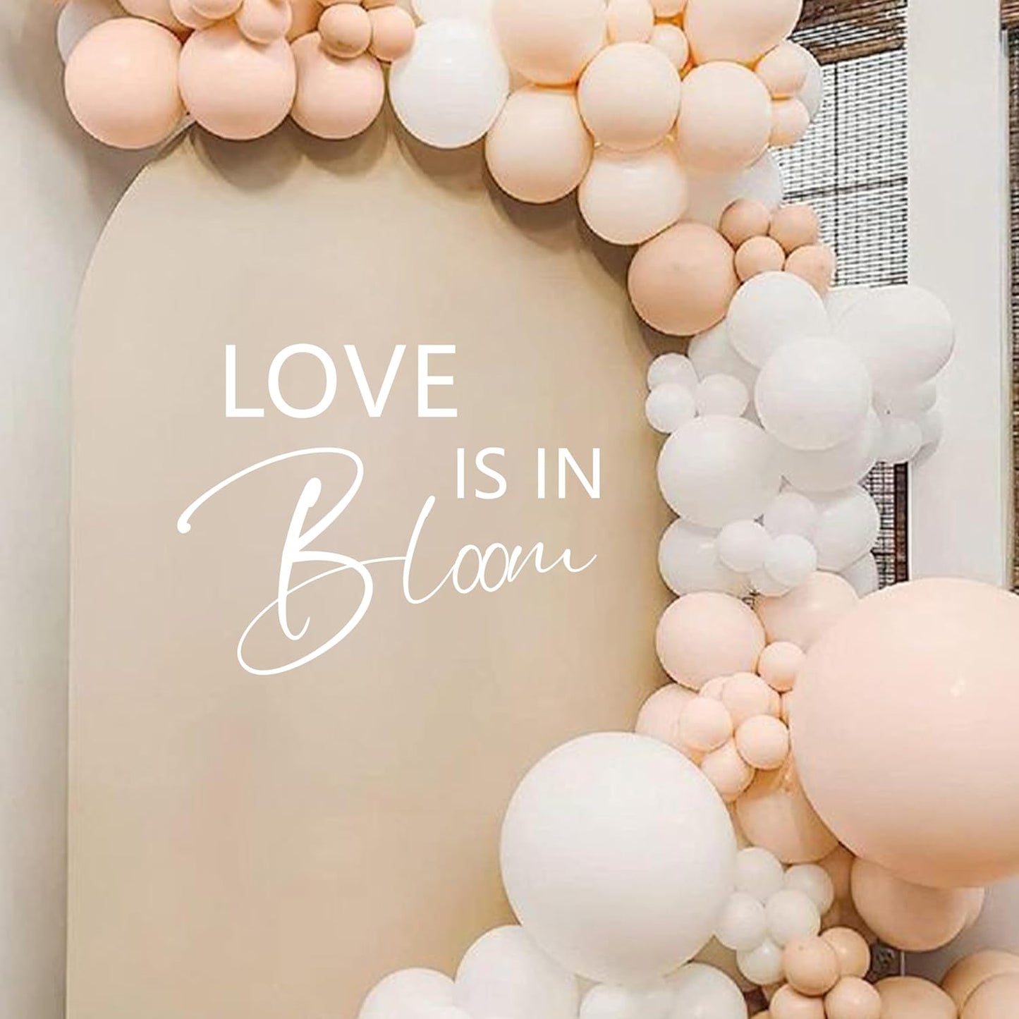 Love is in Bloom Bridal Shower Decal Sign - Engagement Valentine Decorations for Balloon Arch Wedding Party Decoration (White)