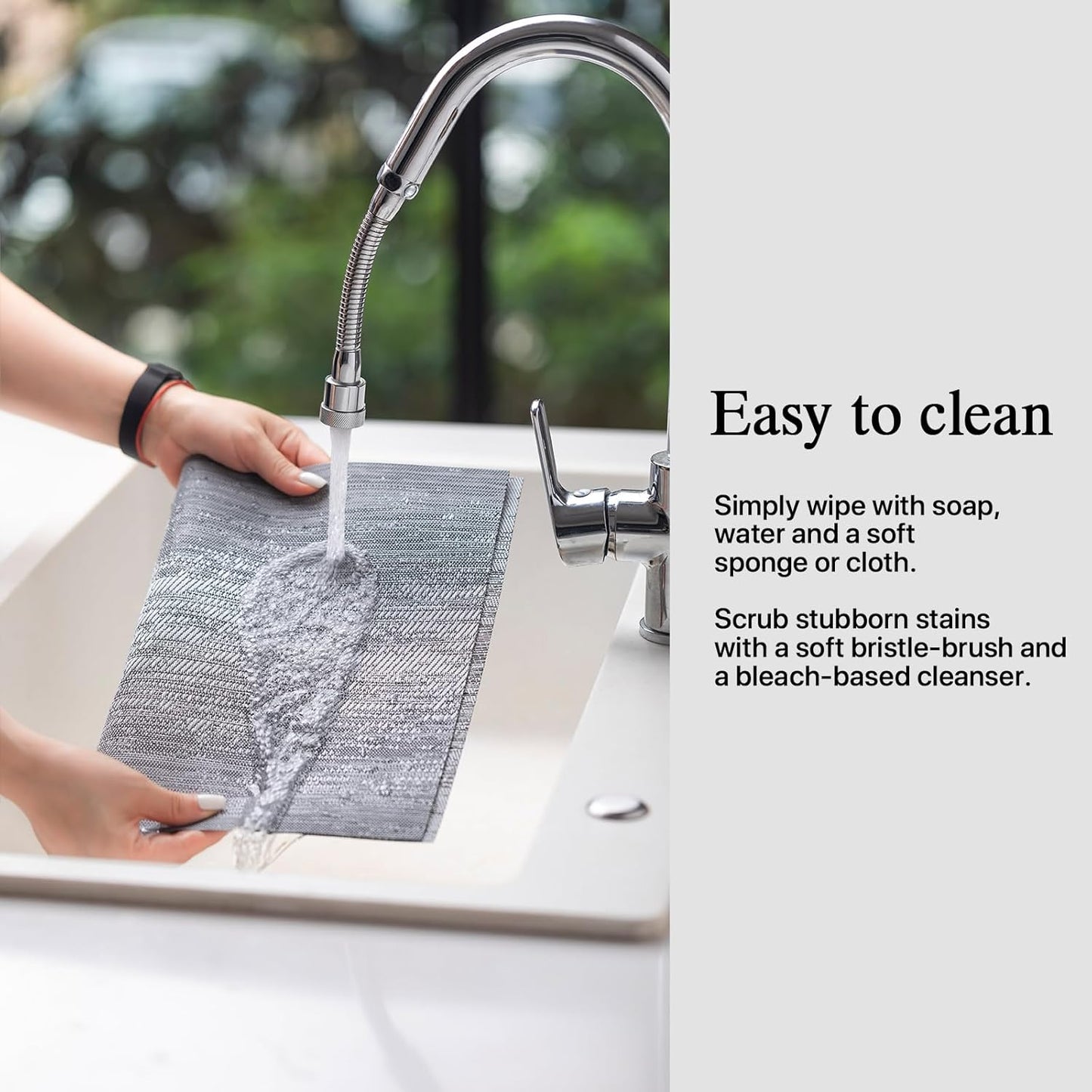 Placemats Set of 4 - Easy Clean Woven Vinyl Placemat for Dining Table, Indoor/Outdoor Place Mats, Washable PVC Table Mats（Gray）