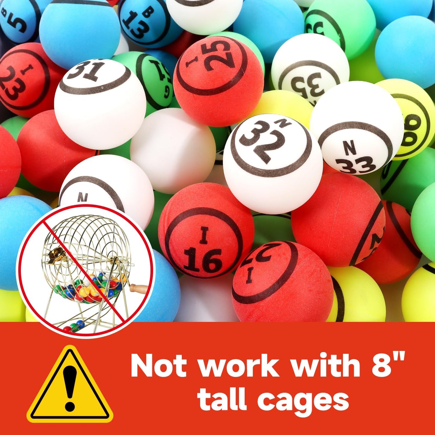 GSE Games & Sports Expert 1.5" Bingo Balls - Ping Pong Size Balls for Large Bingo Cage, Bingo Calling Balls for Parties, Prize Raffles, Family Game Nights