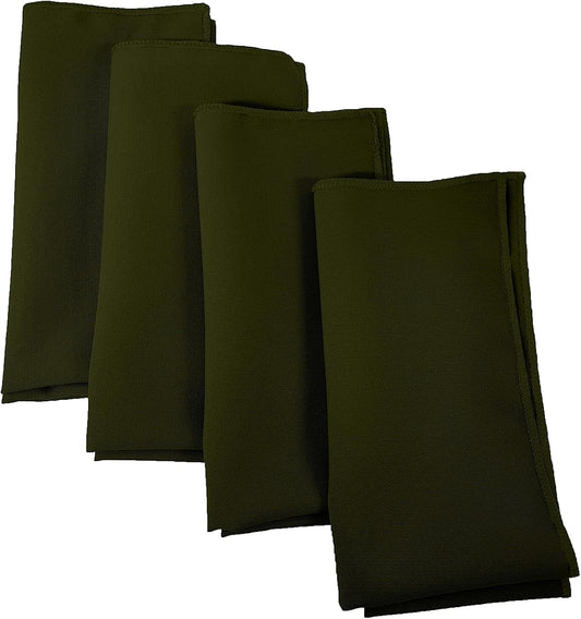 LA Linen 4-Pack Poly Blend Napkins - Soft, Washable, Stain & Wrinkle Resistant - Dinner & Party Napkins - 18x18 - Olive