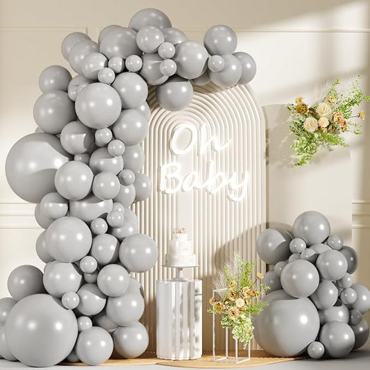 99pcs Gray Balloons, 18/12/10/5Inch Matte Grey Balloon Arch Kit, 18/12/10/5Inch for Birthday, Baby Shower, Anniversary, Graduation, Wedding Party Decorations