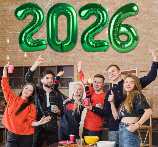 2026 Balloon - Dark Green Birthday Number Balloons, 40 Inch Large Foil Balloons for Men Women Boys Girls Dark Green Themed Birthday Decorations，Number 2026 Balloon