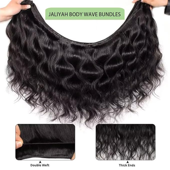 Human Hair Bundles 20 22 24 Inch 12A Body Wave 3 Bundles Human Hair 100% Unprocessed Virgin Hair Extensions Raw Quick Weave Extensions Natural Black
