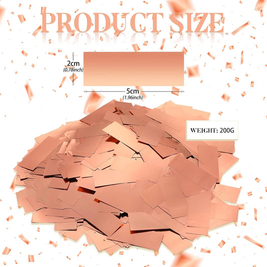 Sumind 200 Grams Gold Silver Large Metallic Confetti Rose Glitter Throwable Table Scatter Foil Confetti for Christmas Birthday Party Baby Shower Graduation Wedding Celebrations(Rose Gold)