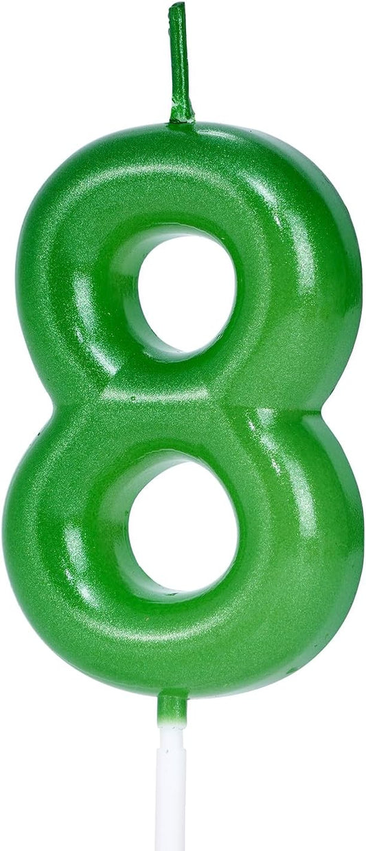 Green Number 8 Birthday Candles, Cake Toppers for Birthday/Baby Shower/Anniversary/Wedding Party Celebrating/Decorating. (Green Number 8)