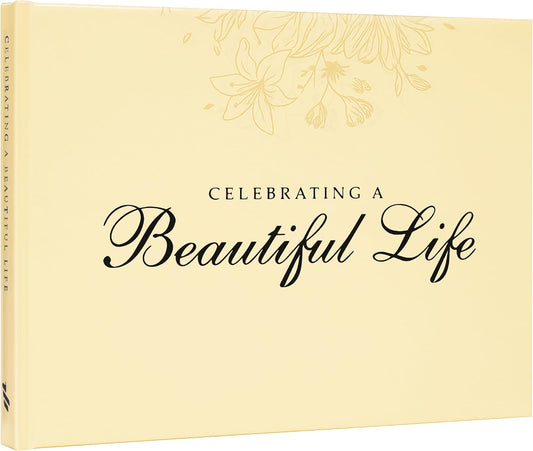 Celebration of Life Guest Book – Funeral Guest Book for Memorial Service | in Loving Memory Sign in Registry | Timeless Hardcover for Condolences and Reception, Beige