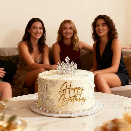 Happy Birthday Cake Topper Mirror Acrylic Cake Topper Side Cake Topper Gold Cake Insert Cake for Birthday Party (Gold-1(6.5 * 6.5IN))