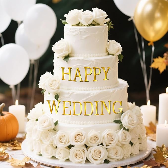 74 PCS Custom Cake Topper Name Acrylic Letters DIY Personalized A-Z & 0-9 Number Alphabet Cake Decoration For Wedding Anniversary Baby Shower Party Birthday Supplies (Gold)