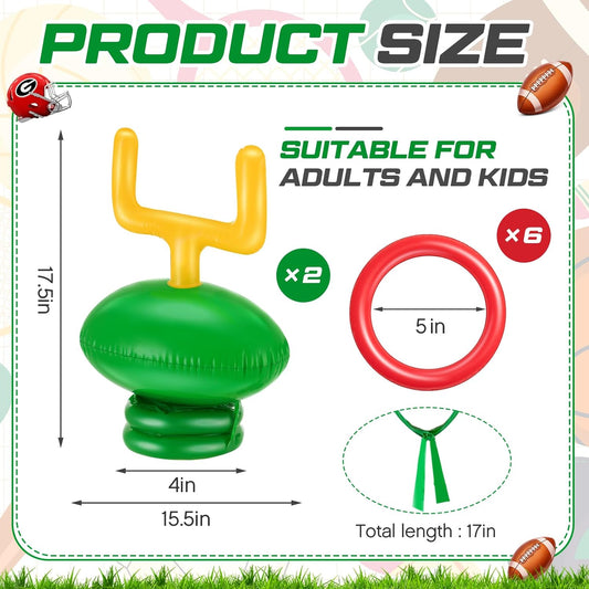 Civaner 2 Set Inflatable Post Ring Toss Football Goal Post Game Include 2 Pieces Hat 6 Pieces Toss Ring for Football Party(Classic Style)