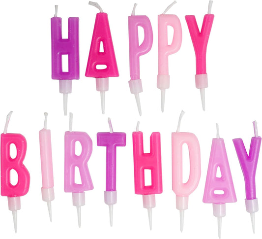 Happy Birthday Letter Candles, Pink & Purple Birthday Candles, Birthday Candle Set for Birthday Cakes, Party Decoration