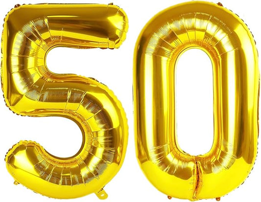 Gold Number 50 Balloon 40 Inch | Jumbo Foil Mylar 50th Birthday Party Decoration