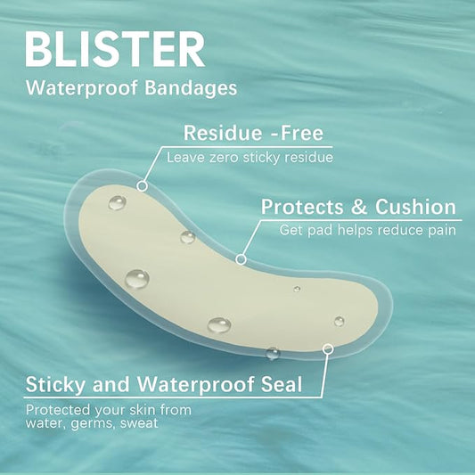 Gel Blister Hydrocolloid Bandages - Welnove 30ct Blister Cushions (Spot Pack) - Blister Bandages for Heel, Toe & Foot - Blister Pads for Prevention & Recovery - Water Resistant