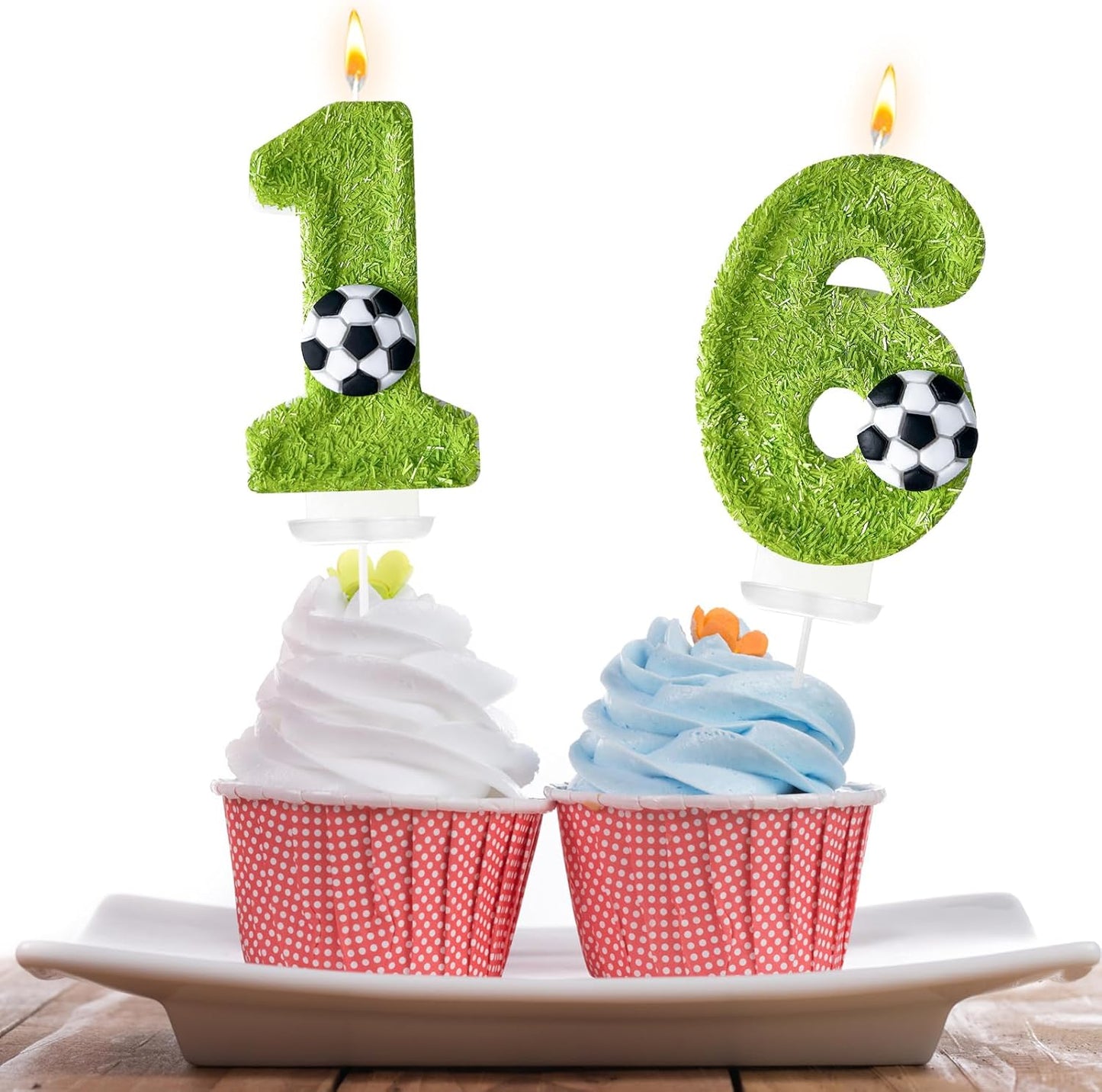 6th Birthday Candles，Soccer Birthday Decorations，Suitable for Girl and boy Cake Toppers, Wedding Cakes, Anniversaries, Party Celebrations, Birthday Decorations
