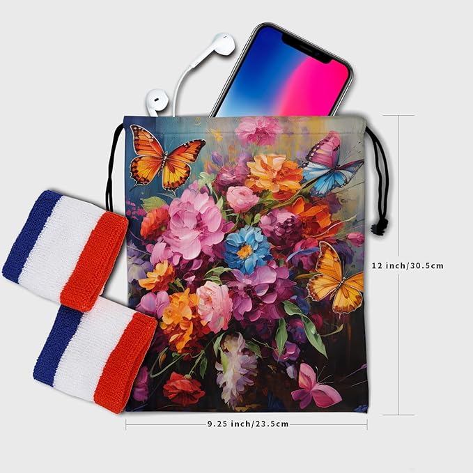 Nerxy Leaf Grip Bags for Gymnastics Tropical Leaves Grip Bag Botanical Drawstring Storage Bags