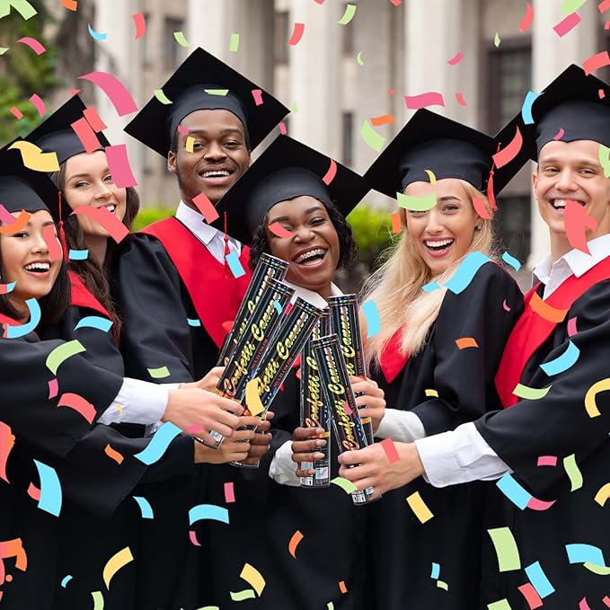 Confetti Cannon Multicolor Party Poppers 12 Inch Poppers 6 Pack Popper Cannon Biodegradable Confetti Popper for Graduation Birthday Wedding Christmas New Year Celebration Confetti Shooters