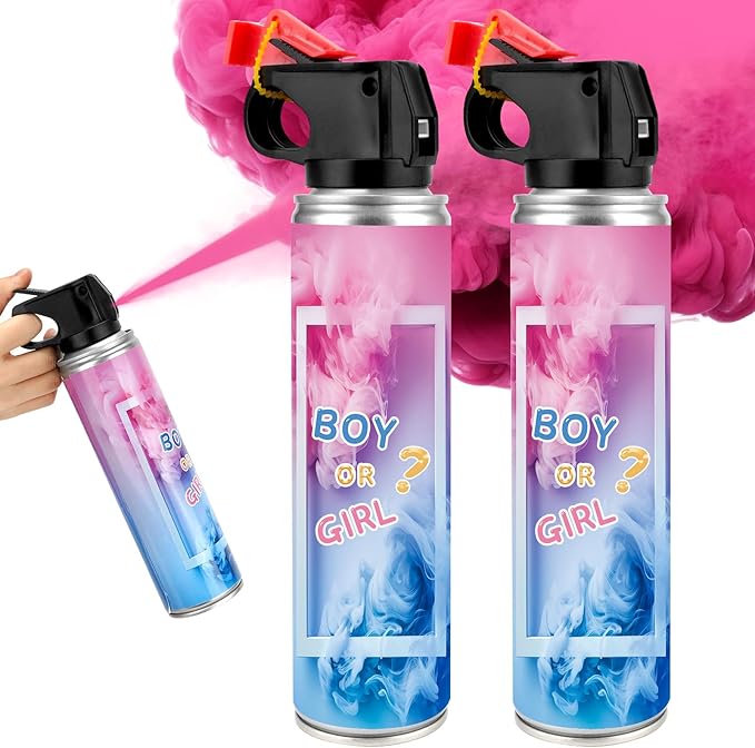 QIYVLOS Gender Reveal Fire Extinguisher 2 Packs, Gender Reveal Reveal Smoker Bomb, Baby Girl Reveal Party Ideas for Gender Reveal Decorations (Large, Pink)