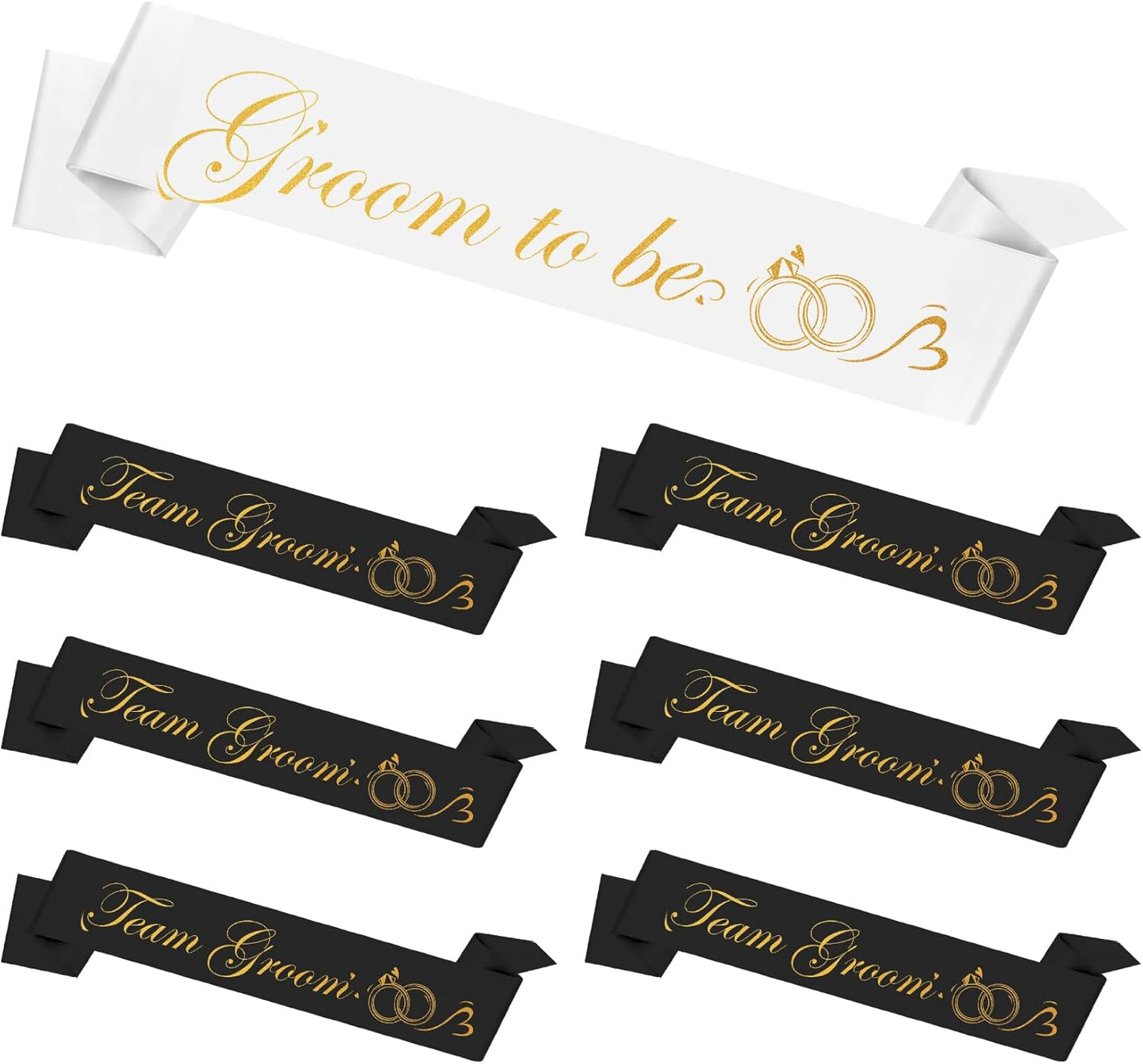 Wedding Team Groom Sash Black 7PCS Groom to Be Sash Bachlorette Gifts for Bride to Be Sash for Bridal Shower Gifts Engagement Party Decorations Wedding Shower Decorations Wedding Belt for Bride Dress