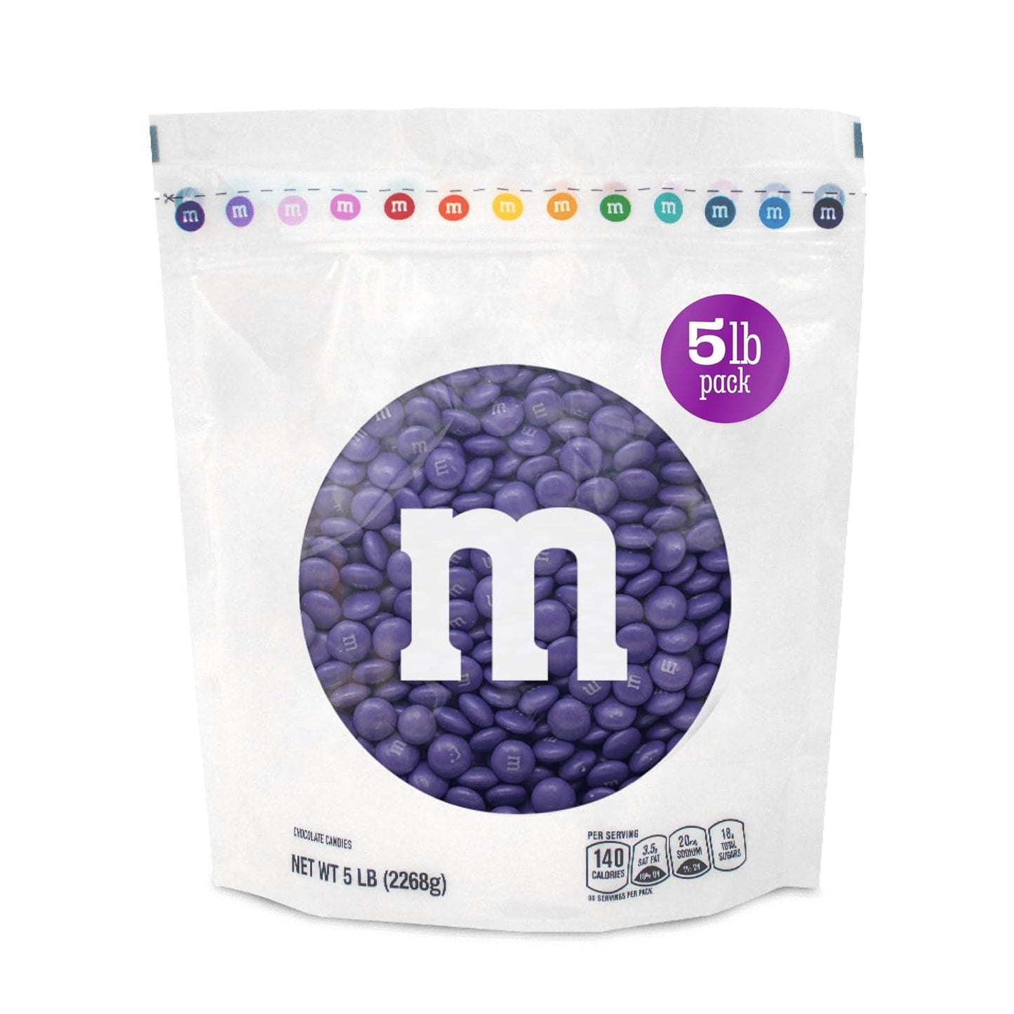 M&M’S WORLD Purple Milk Chocolate Candy 5lb Resealable Pack for Candy Bars Birthday Parties Baby Showers Mother's Day Valentine's Day Gifts Graduations Dessert Tables and Party Favors