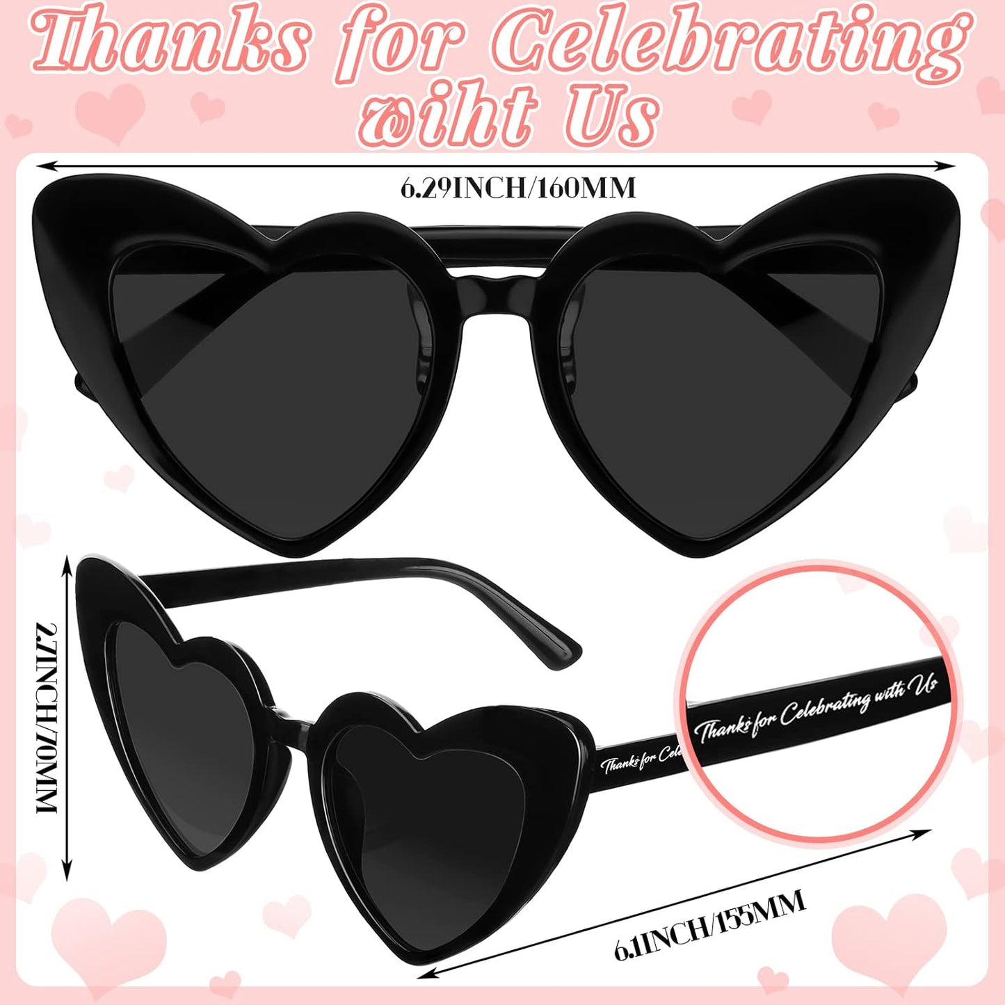 Vabean Wedding Heart Sunglasses Bulk Wedding Gifts Bachelorette Bridal Party Favors for Guests Reception