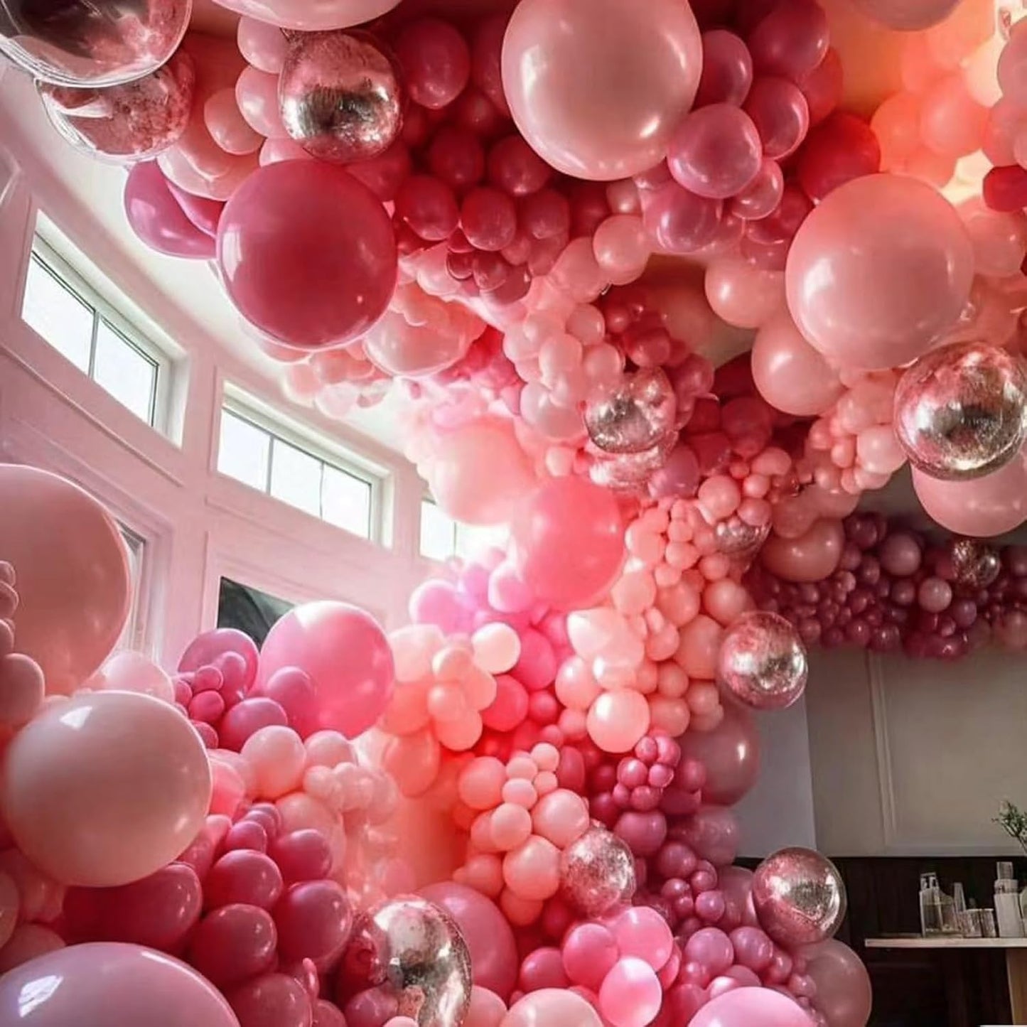Rose Red Balloons, Scmdoti Fuschia Pink balloons Balloons Different Sizes 18 12 10 5 Inches, Pink Red Balloon Garland Arch for Boho Party Birthday Baby Shower Bridal Shower Decorations(Rose Red)