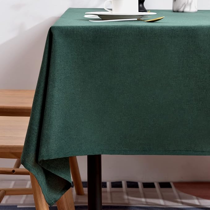 BALCONY & FALCON Table Cloth for 6 Foot Rectangle Tables – Waterproof, Wrinkle-Free Farmhouse Tablecloth for Dining, Kitchen, Holiday Gatherings (Hunter Green, 57" x 118")