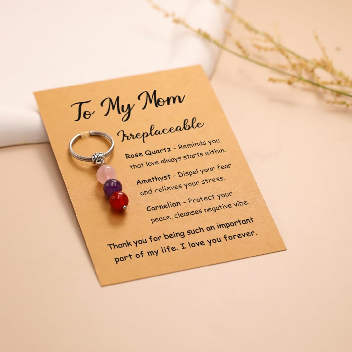 PRCOLUX Natural Healing Crystal Keychain Gifts for Women, Best Friend, Mom, Aunt, Wife Birthday Christmas Graduation Gifts